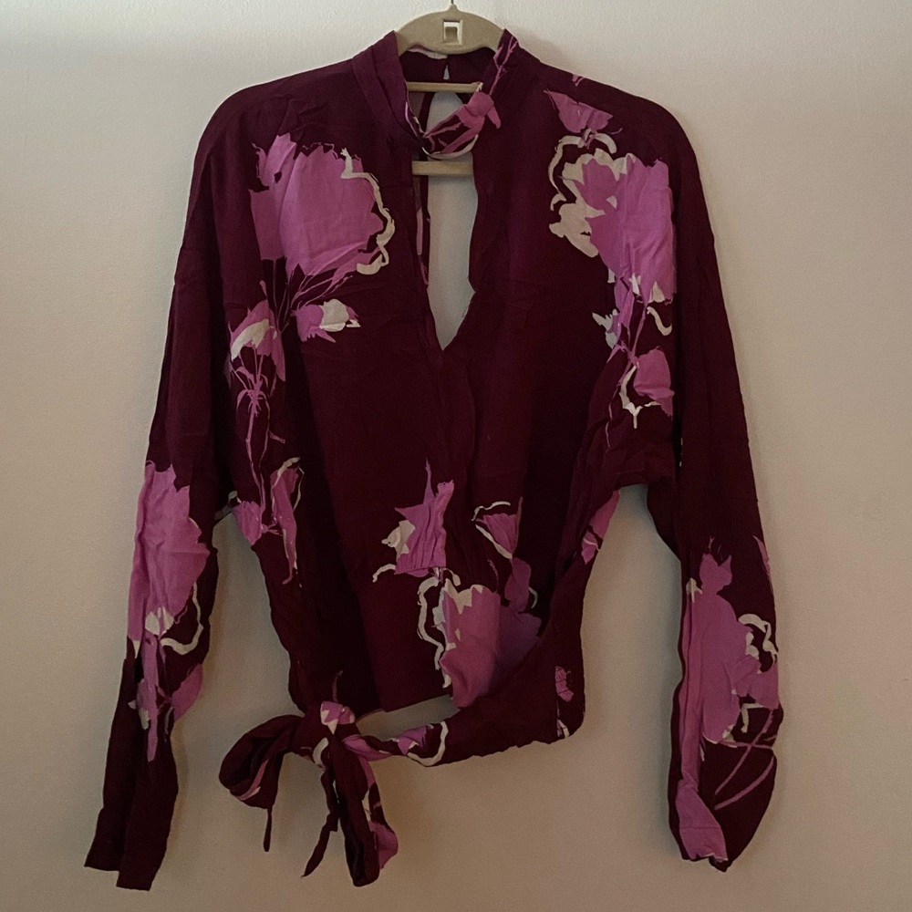 Purple Cut-Out Shirt with High Neck
